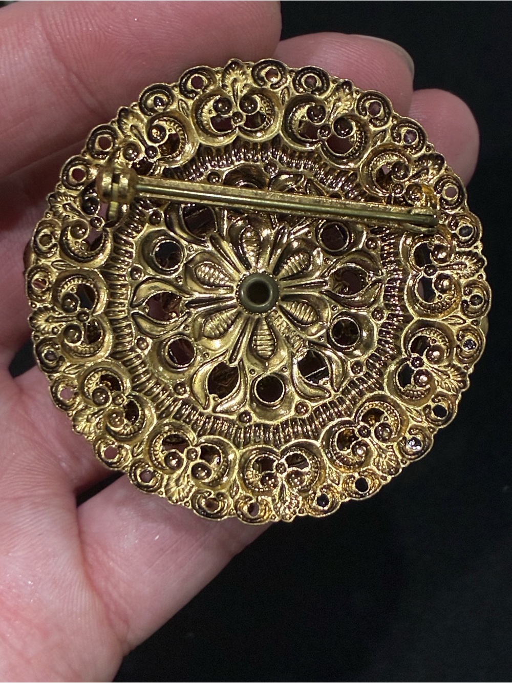 Vintage Western Germany Gold Filigree Brooch & Earring Set - Picture 7 of 14